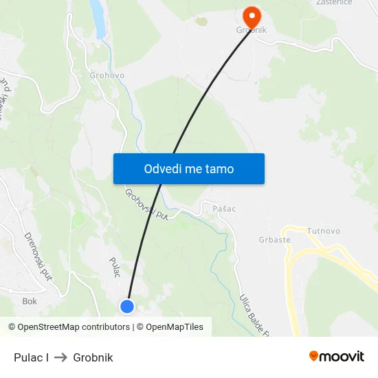 Pulac I to Grobnik map