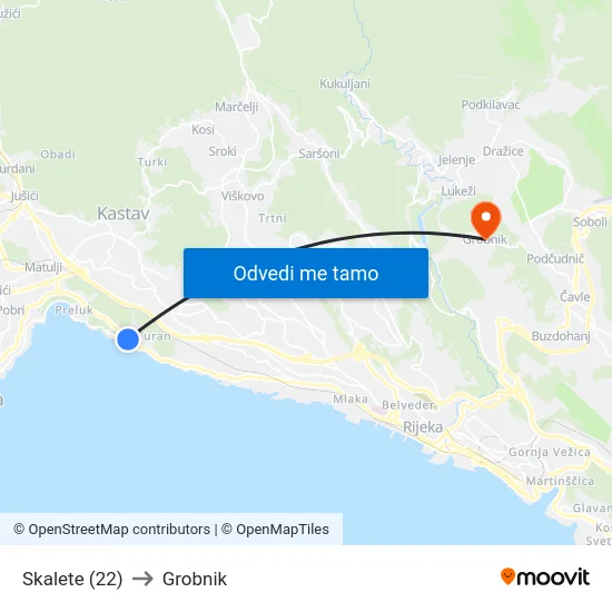 Skalete (22) to Grobnik map