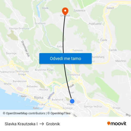 Slavka Krautzeka I to Grobnik map