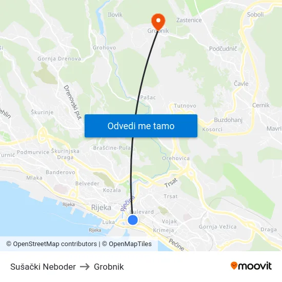 Sušački Neboder to Grobnik map