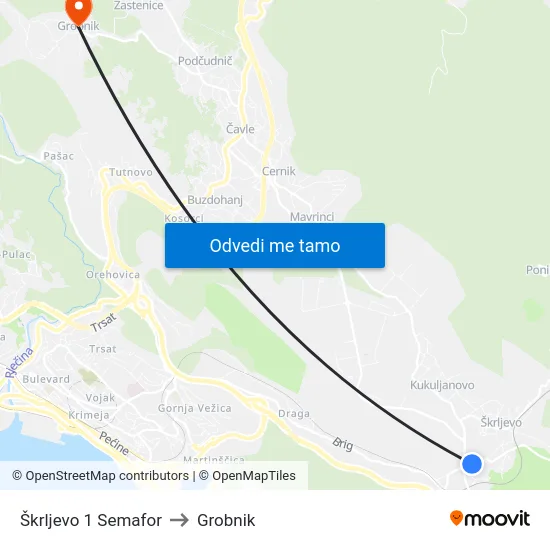 Škrljevo 1 Semafor to Grobnik map