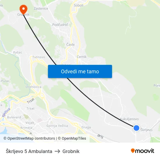 Škrljevo 5 Ambulanta to Grobnik map