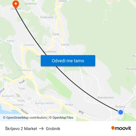 Škrljevo 2 Market to Grobnik map