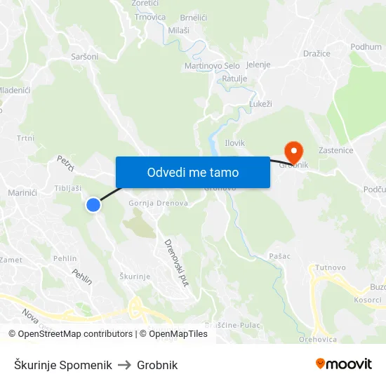 Škurinje Spomenik to Grobnik map