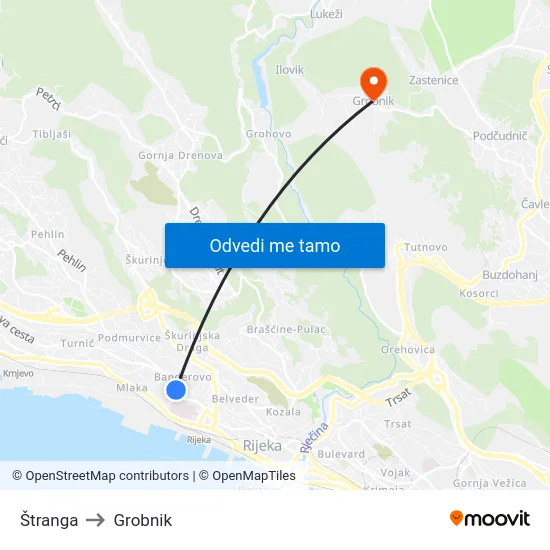 Štranga to Grobnik map