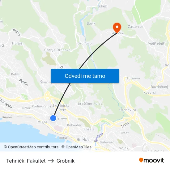 Tehnički Fakultet to Grobnik map