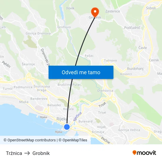Tržnica to Grobnik map