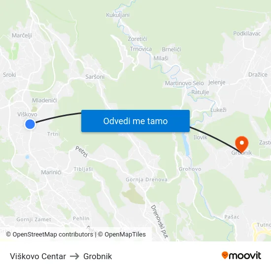 Viškovo Centar to Grobnik map