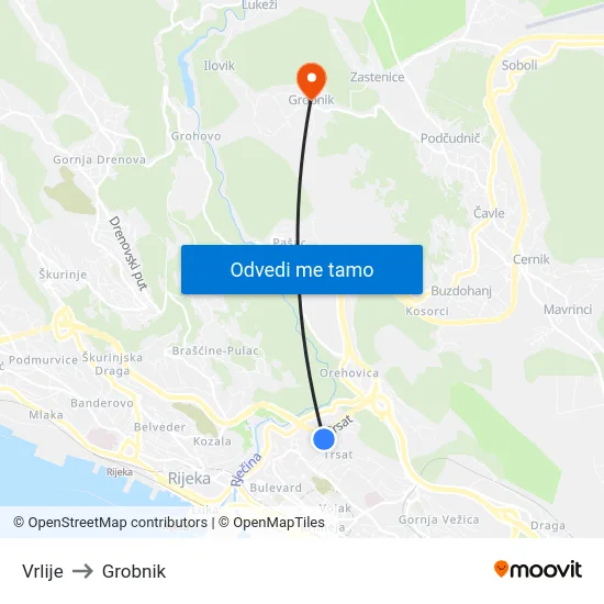 Vrlije to Grobnik map