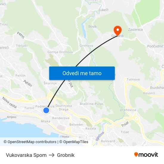 Vukovarska Spom to Grobnik map