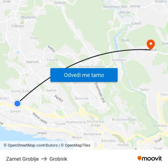 Zamet Groblje to Grobnik map