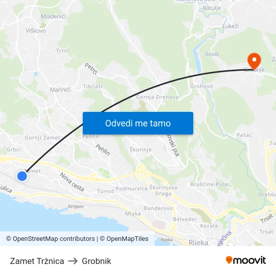 Zamet Tržnica to Grobnik map