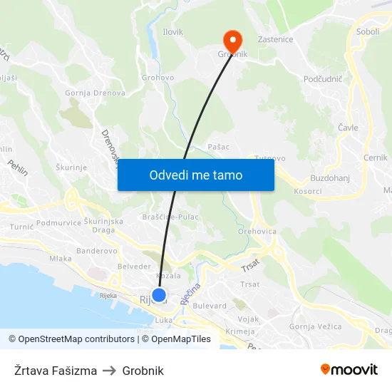 Žrtava Fašizma to Grobnik map