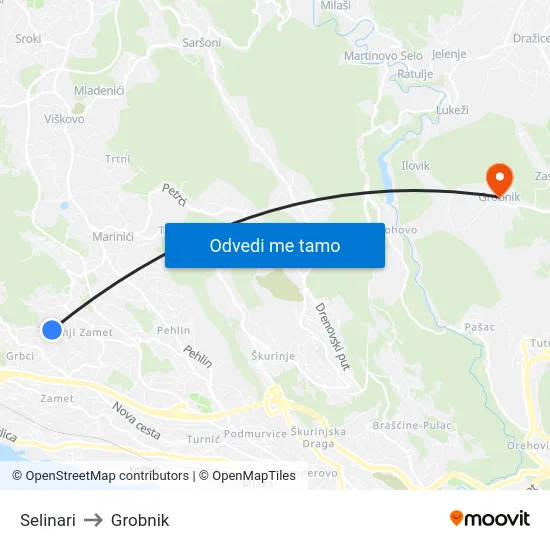 Selinari to Grobnik map