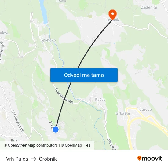 Vrh Pulca to Grobnik map