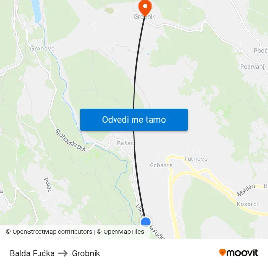 Balda Fućka to Grobnik map