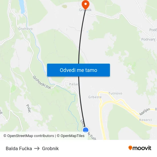 Balda Fućka to Grobnik map