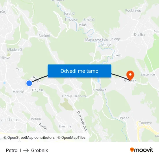 Petrci I to Grobnik map