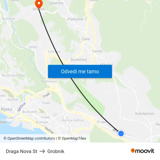 Draga Nova St to Grobnik map