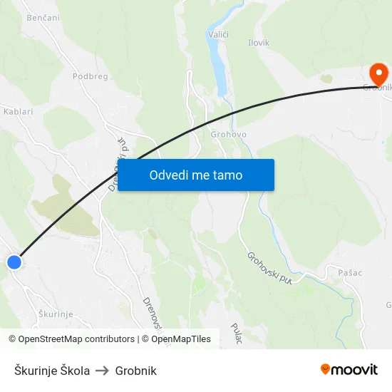 Škurinje Škola to Grobnik map