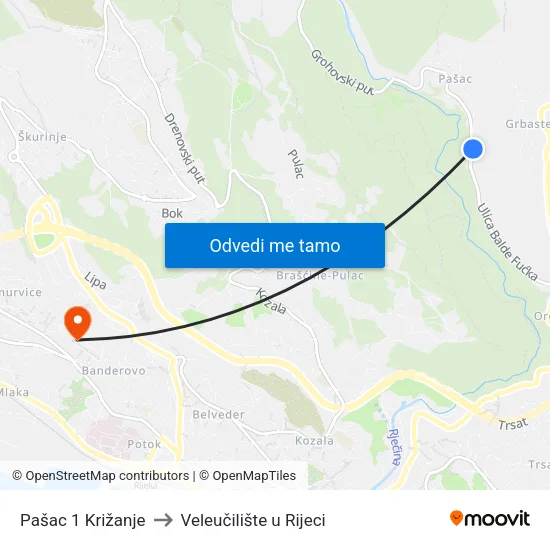 Pašac 1 Križanje to Veleučilište u Rijeci map