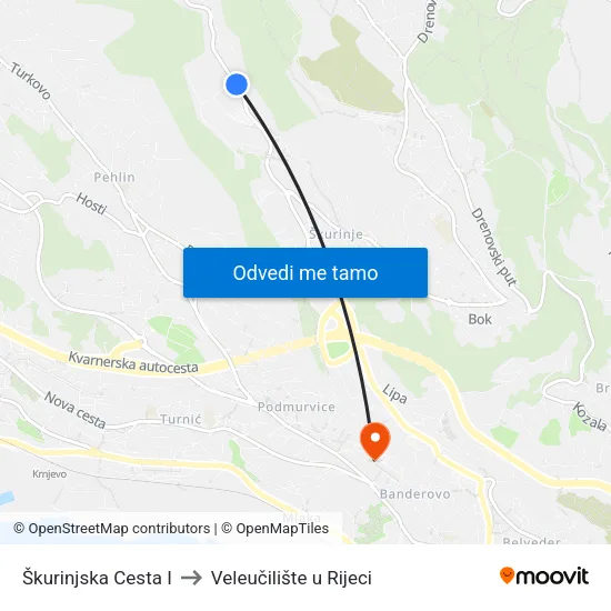 Škurinjska Cesta I to Veleučilište u Rijeci map