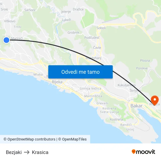 Bezjaki to Krasica map