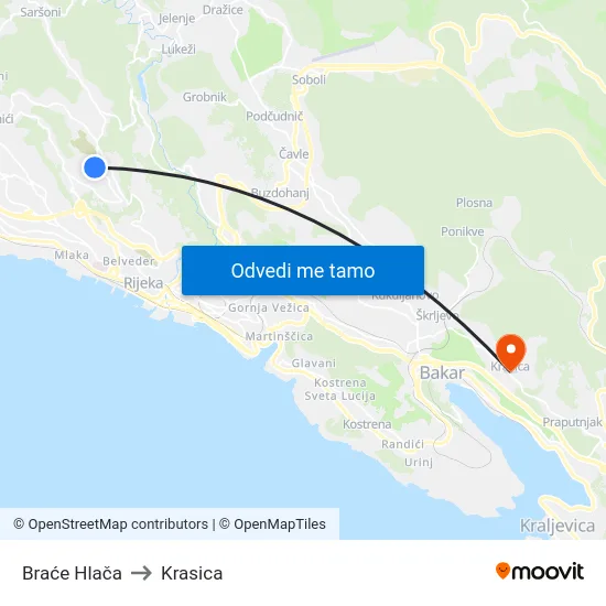 Braće Hlača to Krasica map