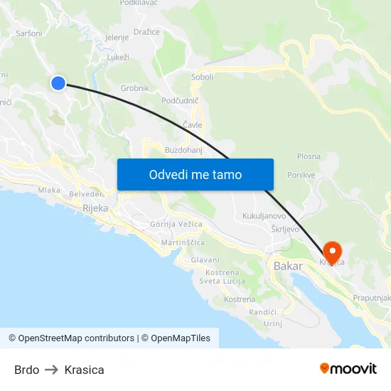 Brdo to Krasica map