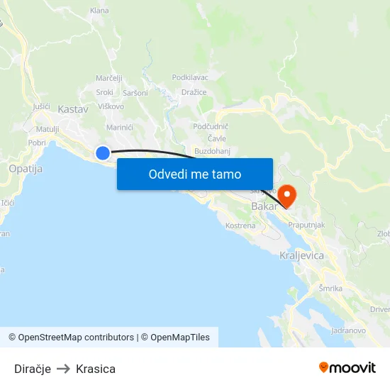 Diračje to Krasica map
