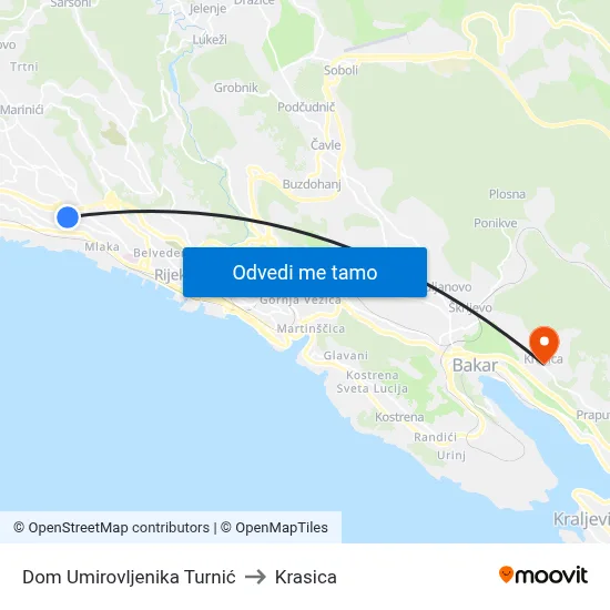 Dom Umirovljenika Turnić to Krasica map