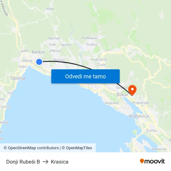 Donji Rubeši B to Krasica map