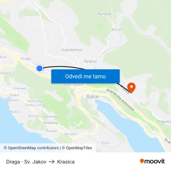 Draga - Sv. Jakov to Krasica map