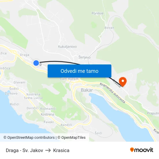 Draga - Sv. Jakov to Krasica map