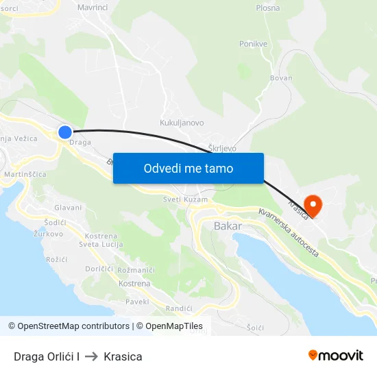 Draga Orlići I to Krasica map