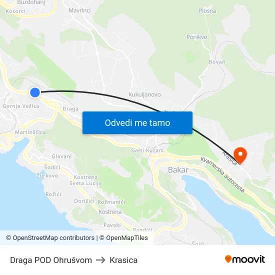 Draga POD Ohrušvom to Krasica map