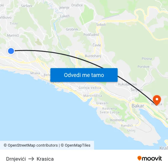 Drnjevići to Krasica map