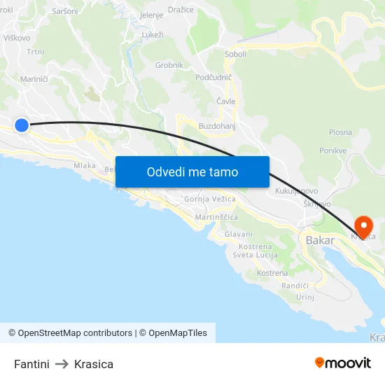 Fantini to Krasica map