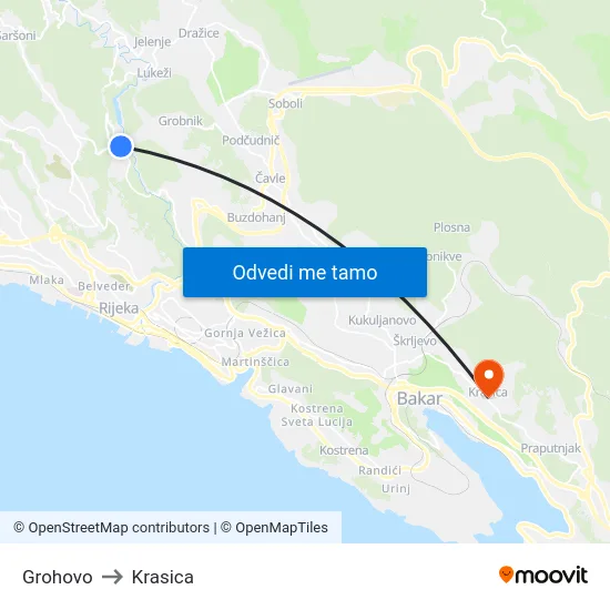 Grohovo to Krasica map