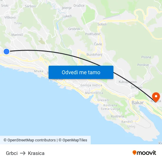 Grbci to Krasica map