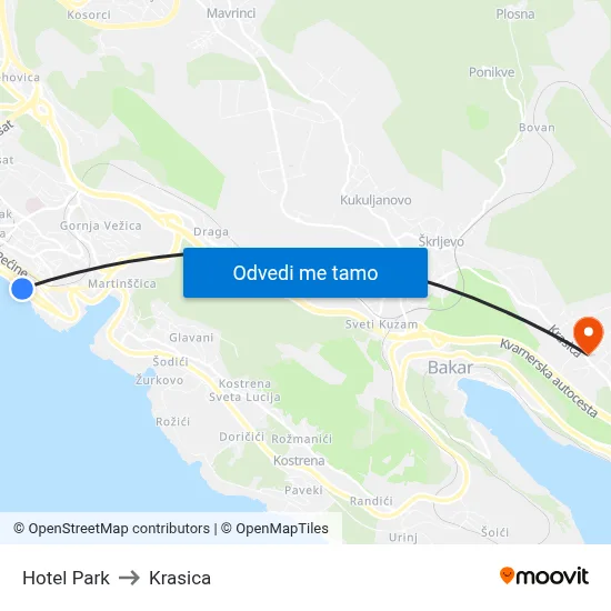 Hotel Park to Krasica map