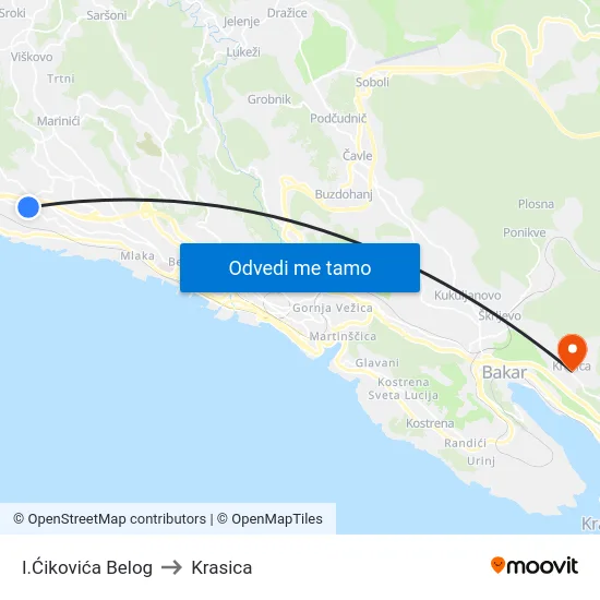 I.Ćikovića Belog to Krasica map