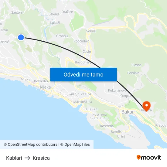 Kablari to Krasica map