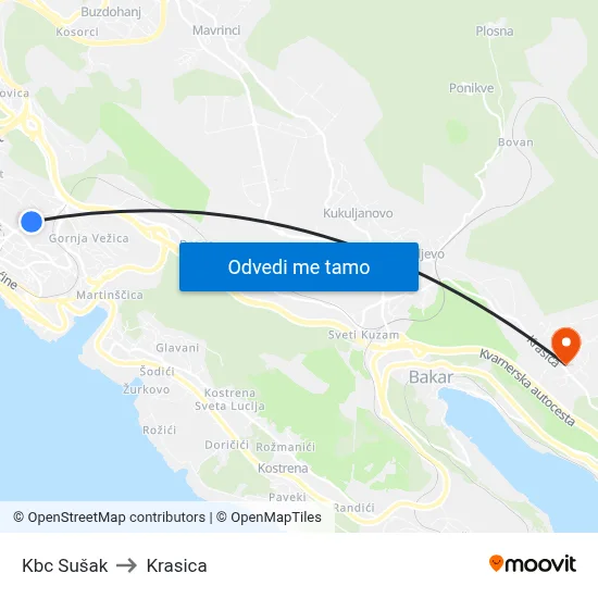 Kbc Sušak to Krasica map