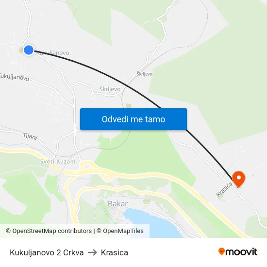 Kukuljanovo 2 Crkva to Krasica map
