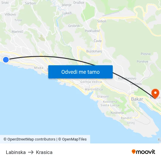 Labinska to Krasica map