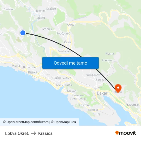 Lokva Okret. to Krasica map