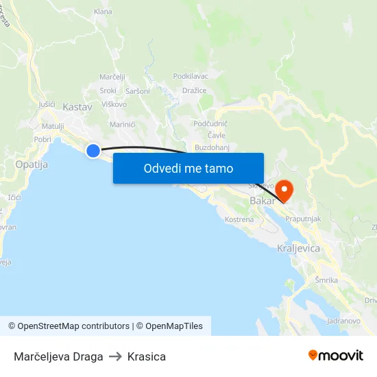 Marčeljeva Draga to Krasica map