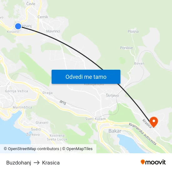 Buzdohanj to Krasica map