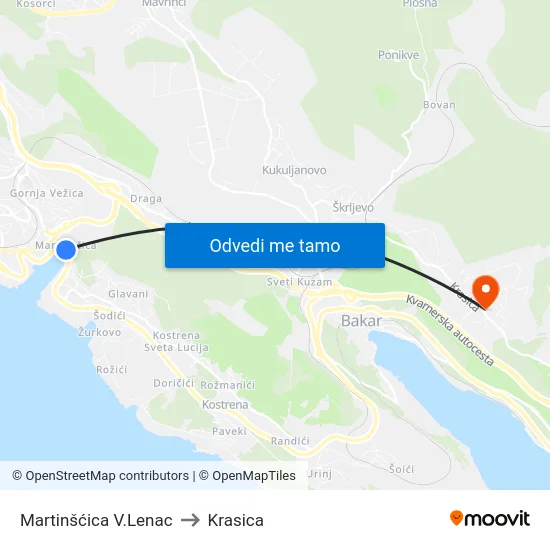 Martinšćica V.Lenac to Krasica map